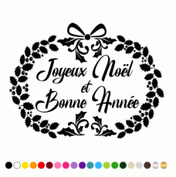Stickers COURONNE DE HOUX JOYEUX NOEL ET BONNE ANNEE