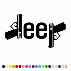 Stickers JEEP GUNS HEART Stickers JEEP GUNS HEART