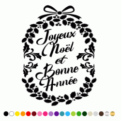 Stickers COURONNE DE HOUX JOYEUX NOEL ET BONNE ANNEE 2 Stickers COURONNE DE HOUX JOYEUX NOEL ET BONNE ANNEE 2
