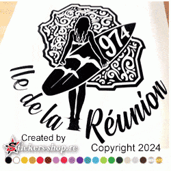 Stickers SILHOUETTE GIRL SURF 974 Stickers SILHOUETTE GIRL SURF 974