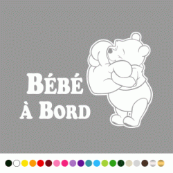 Stickers Bb à Bord Winnie Coeur Stickers Bb à Bord Winnie Coeur
