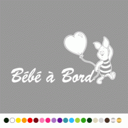 Stickers Bb à Bord Porcinet Coeur Stickers Bb à Bord Porcinet Coeur