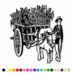 Stickers Charrette Boeuf Canne à Sucre Stickers Charrette Boeuf Canne à Sucre