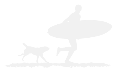 Stickers Silhouette surfeur et chien 3 Stickers Silhouette surfeur et chien 3