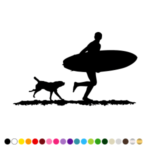 Stickers Silhouette surfeur et chien 3 Stickers Silhouette surfeur et chien 3